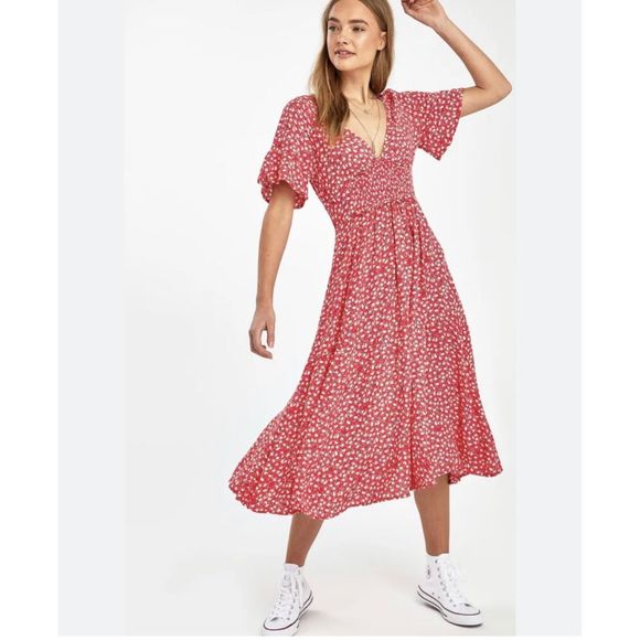 Free People Dresses & Skirts - Free People In Full Bloom Handkerchief A-Line Vintage Midi Dress size XL